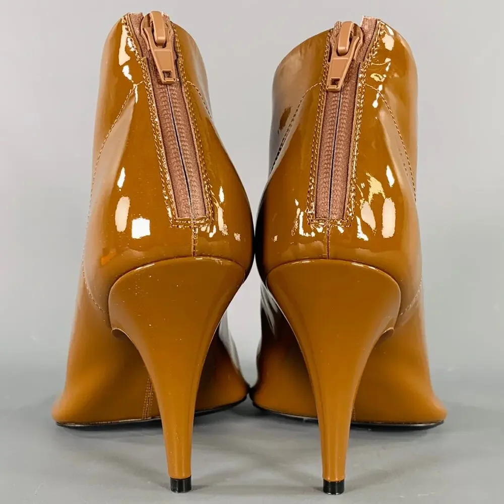 PHOEBE PHILO Size 7.5 Camel Patent Leather Square Toe Boots - Picture 3 of 9